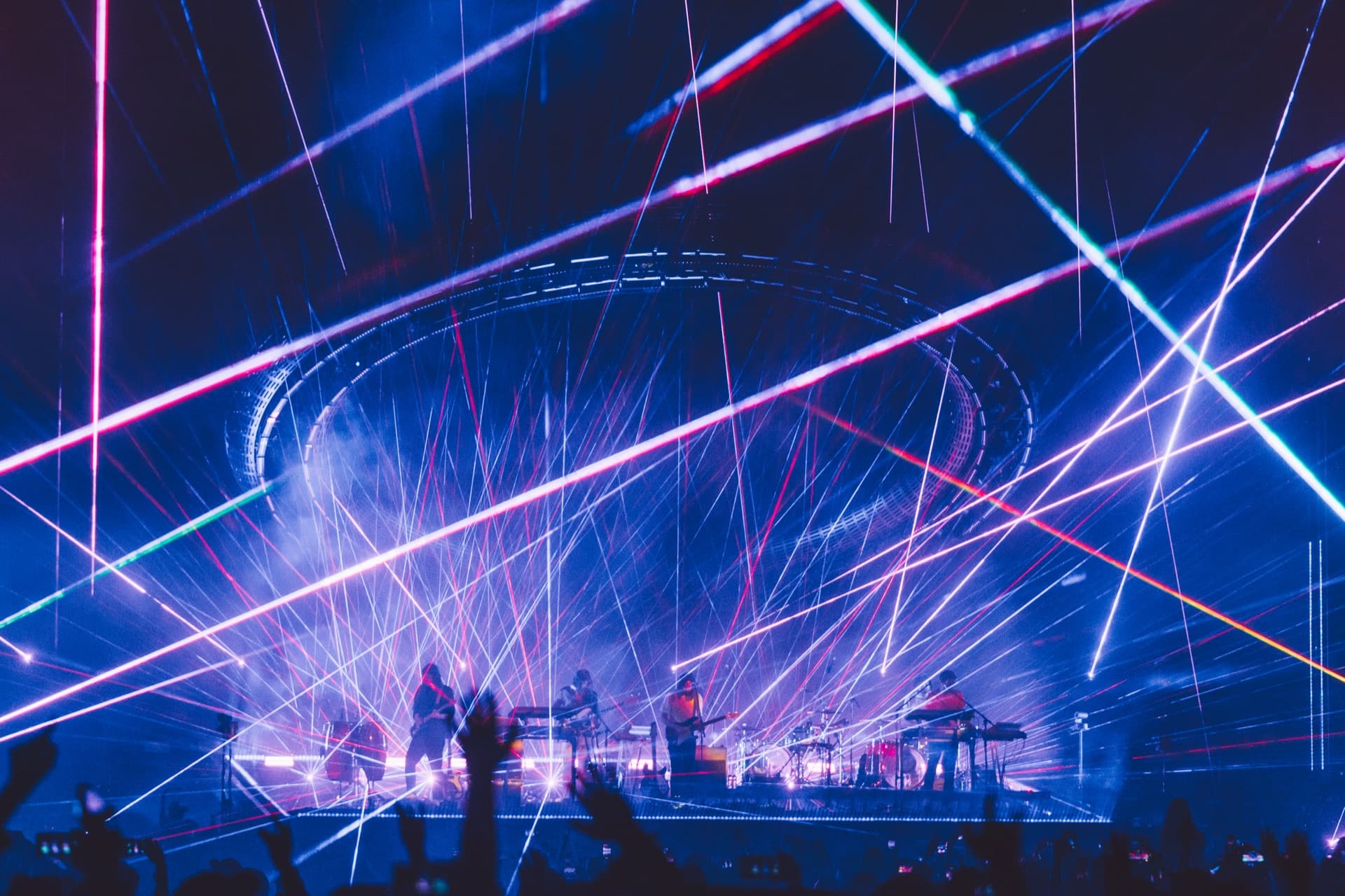 Live concert laser show with vivid stage lighting