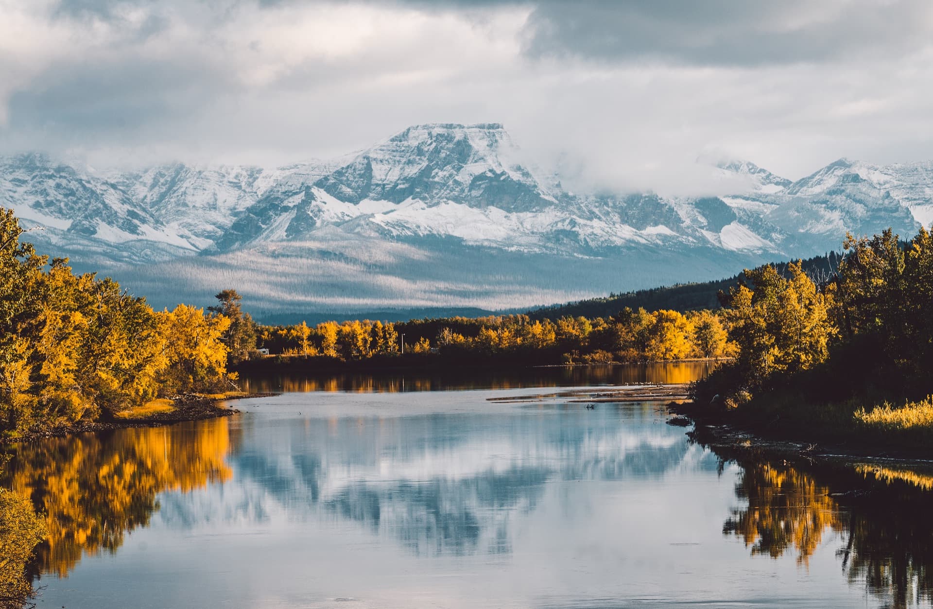 Wide landscape vista with dramatic sky